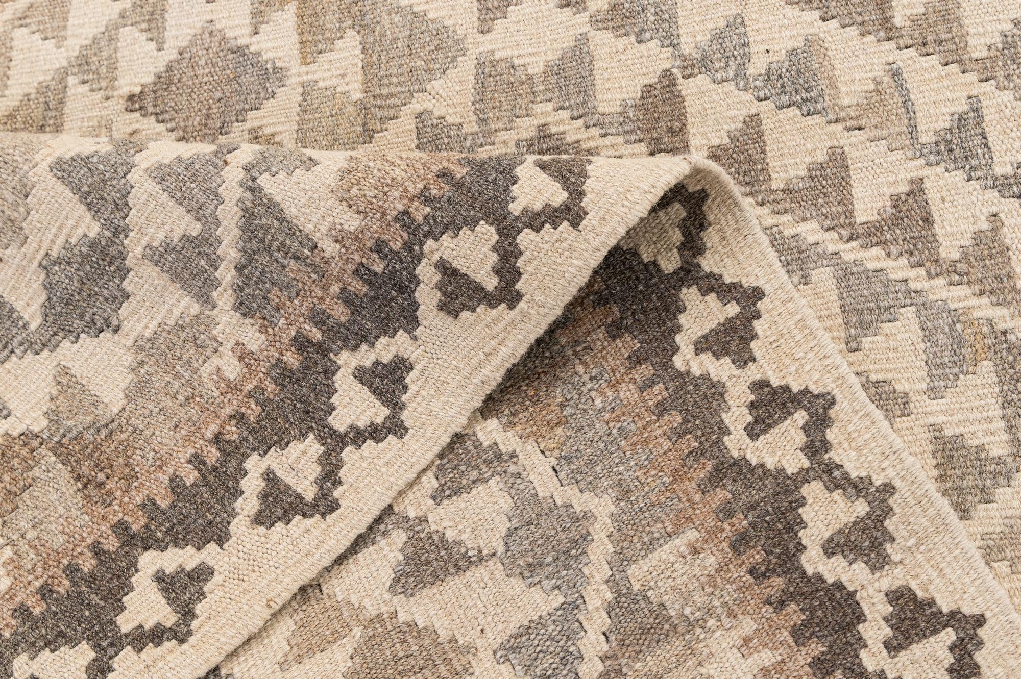 3' 9 x 5' 4 Hand Woven Kilim Maymana Wool Rug