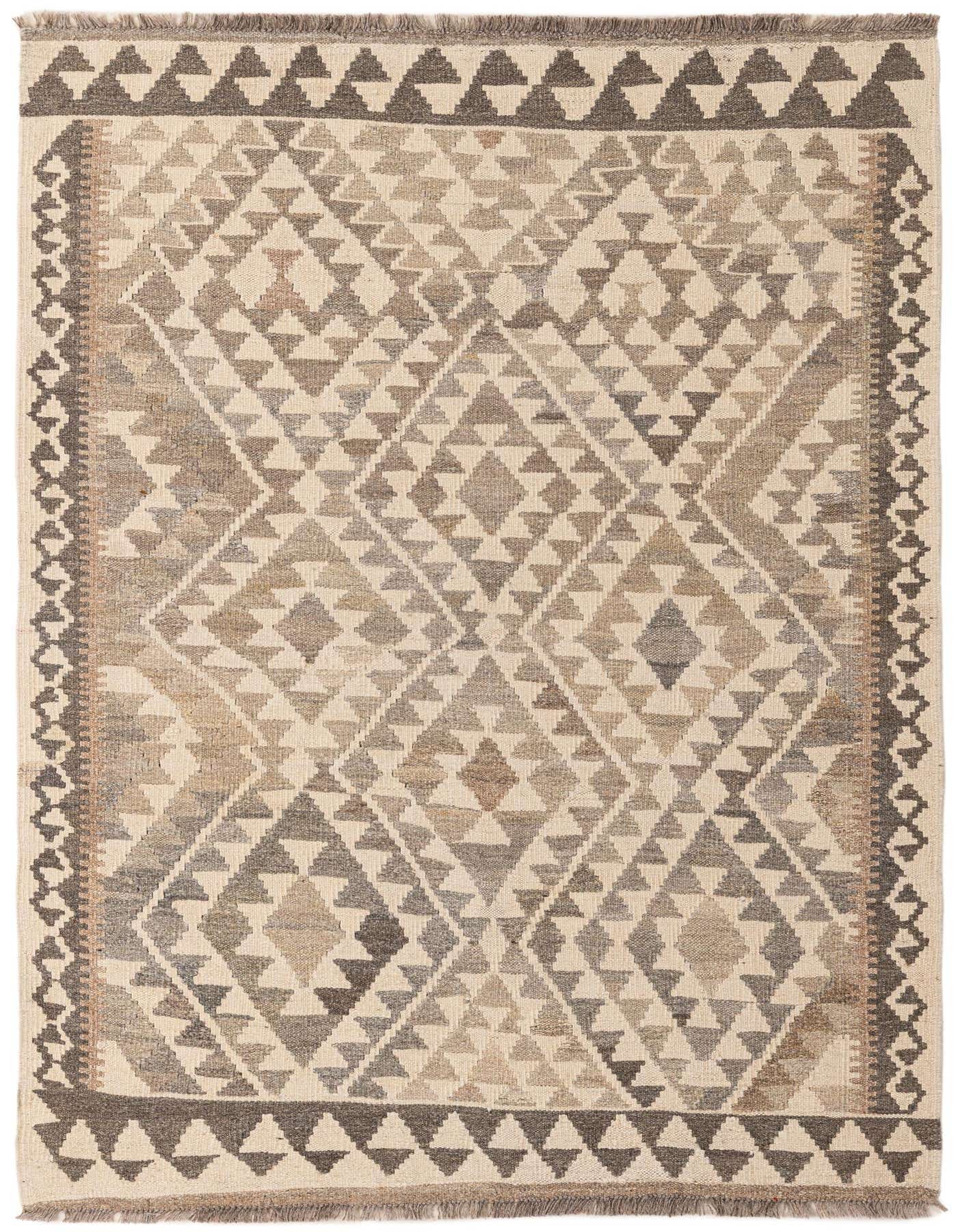 3' 9 x 5' 4 Hand Woven Kilim Maymana Wool Rug