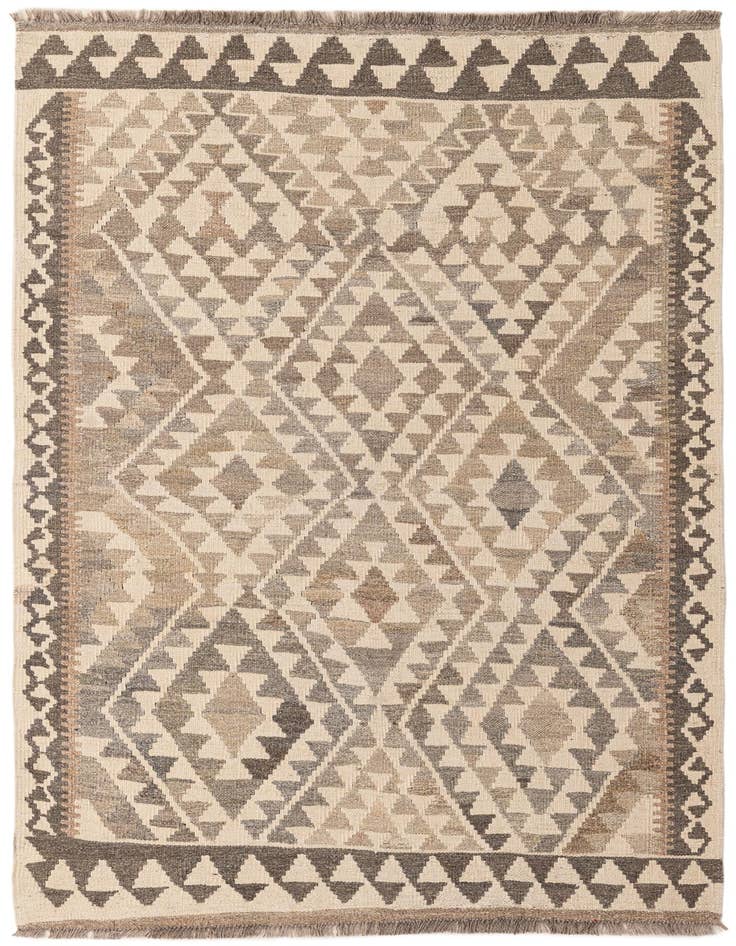 Detail image of 3' 9 x 5' 4 Hand Woven Kilim Maymana Wool Rug