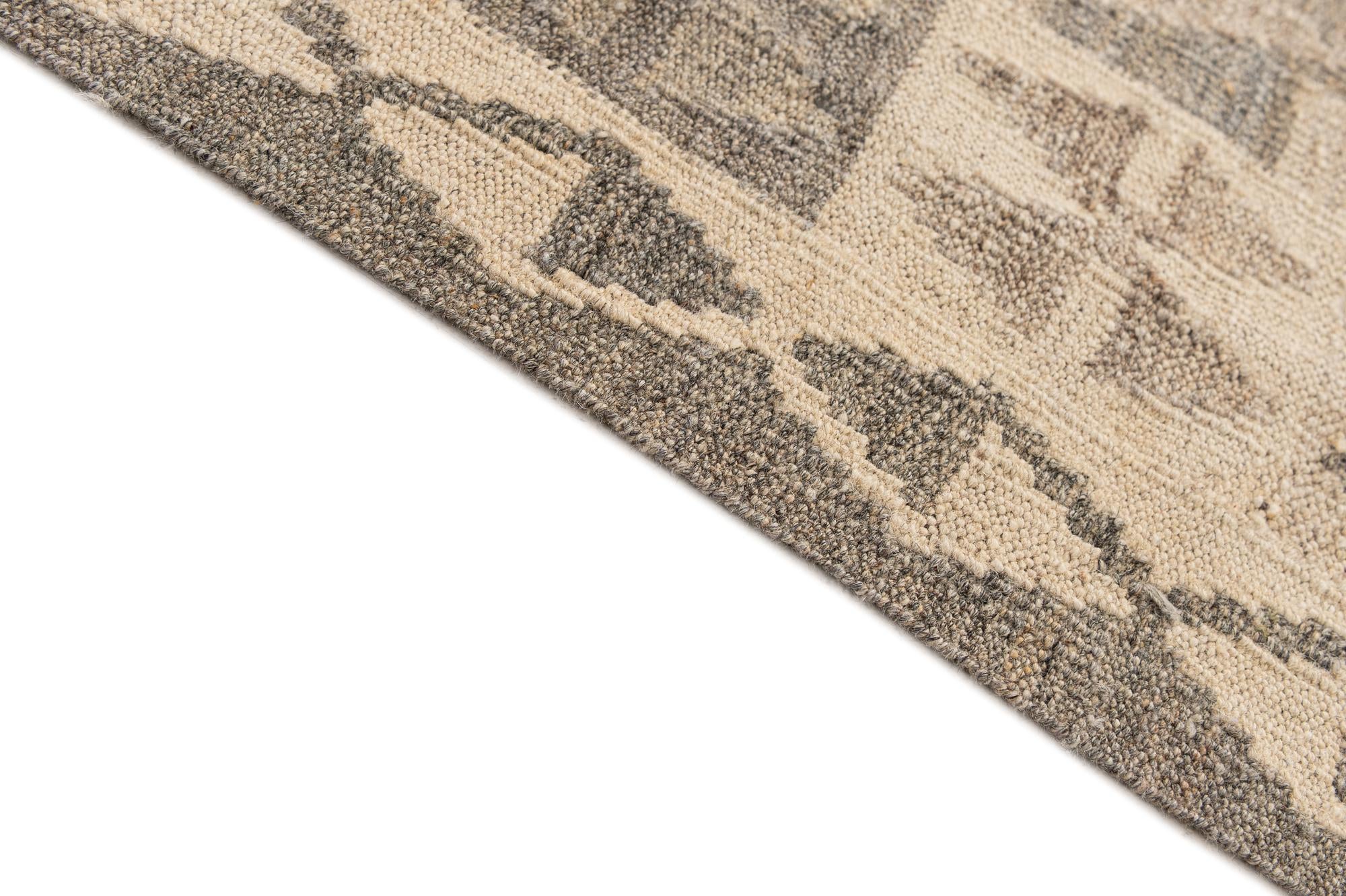 4' x 5' 8 Hand Woven Kilim Maymana Wool Rug