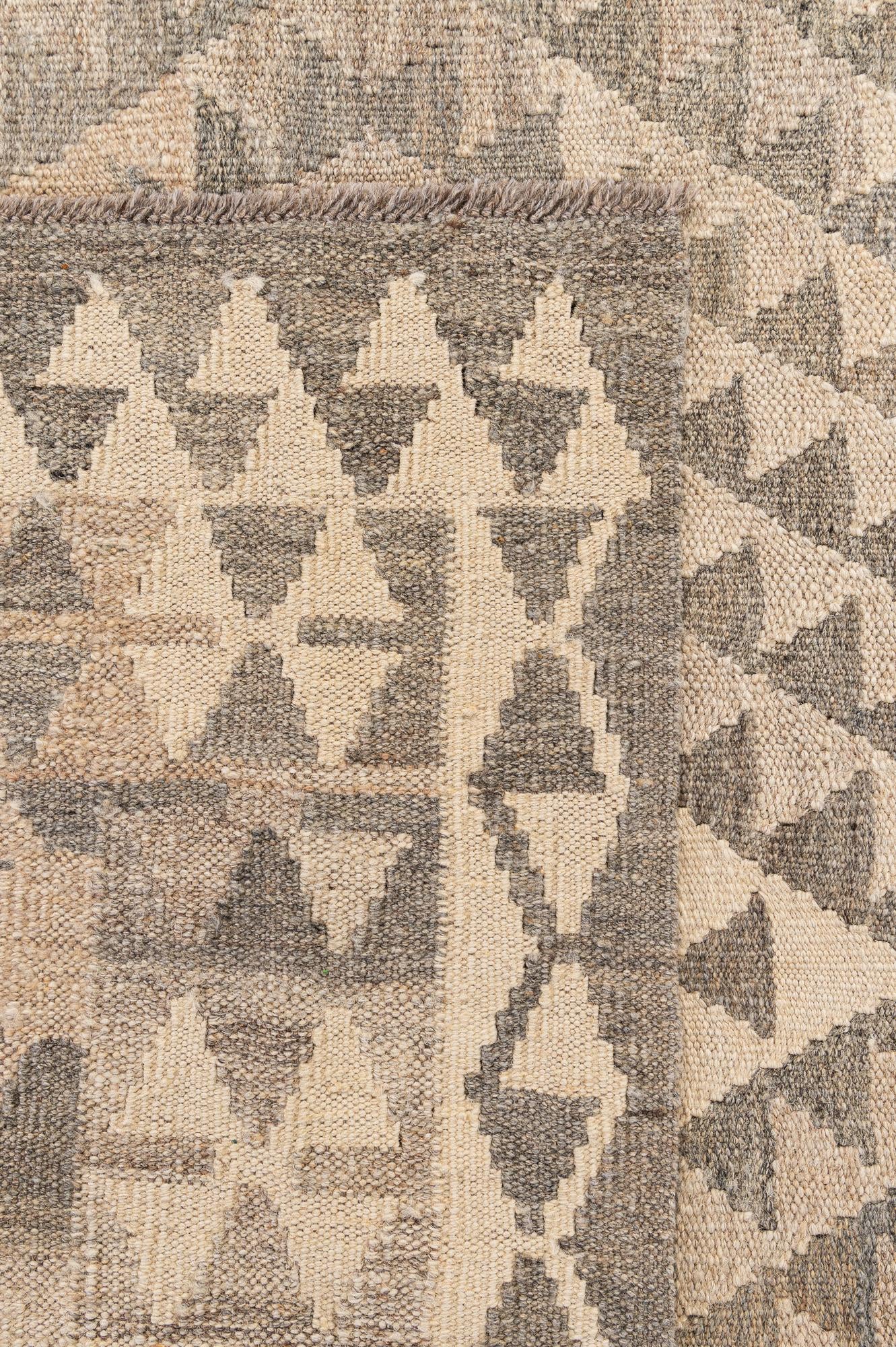 4' x 5' 8 Hand Woven Kilim Maymana Wool Rug