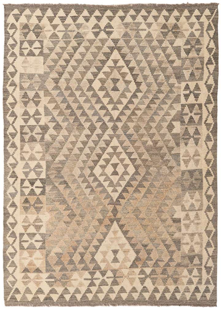 4' x 5' 8 Hand Woven Kilim Maymana Wool Rug