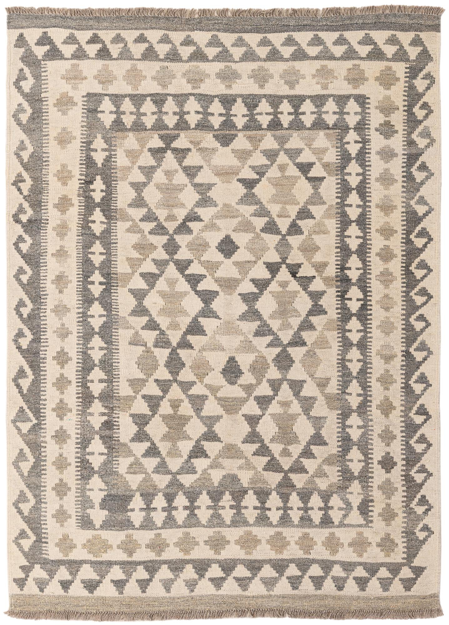 3' 11 x 5' 5 Hand Woven Kilim Maymana Wool Rug