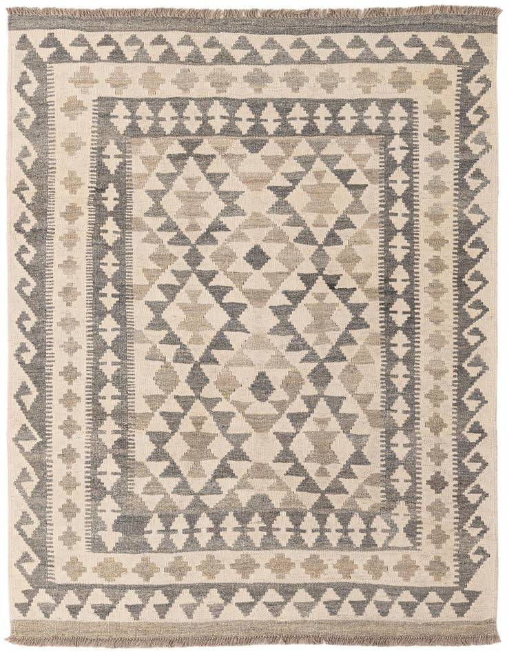 Detail image of 3' 11 x 5' 5 Hand Woven Kilim Maymana Wool Rug