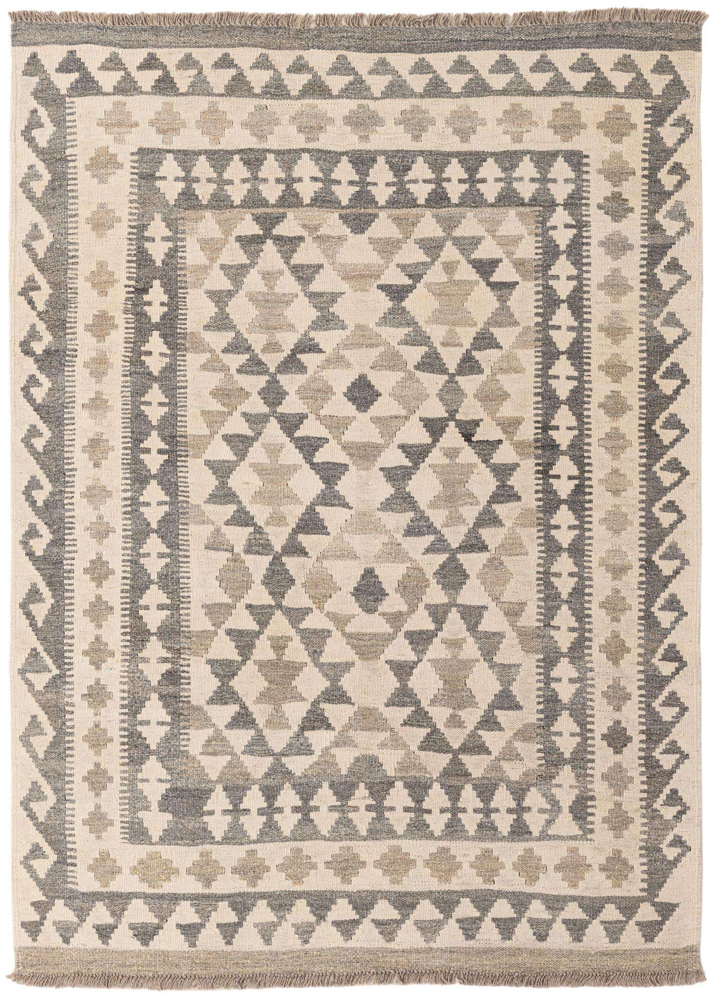 3' 11 x 5' 5 Hand Woven Kilim Maymana Wool Rug