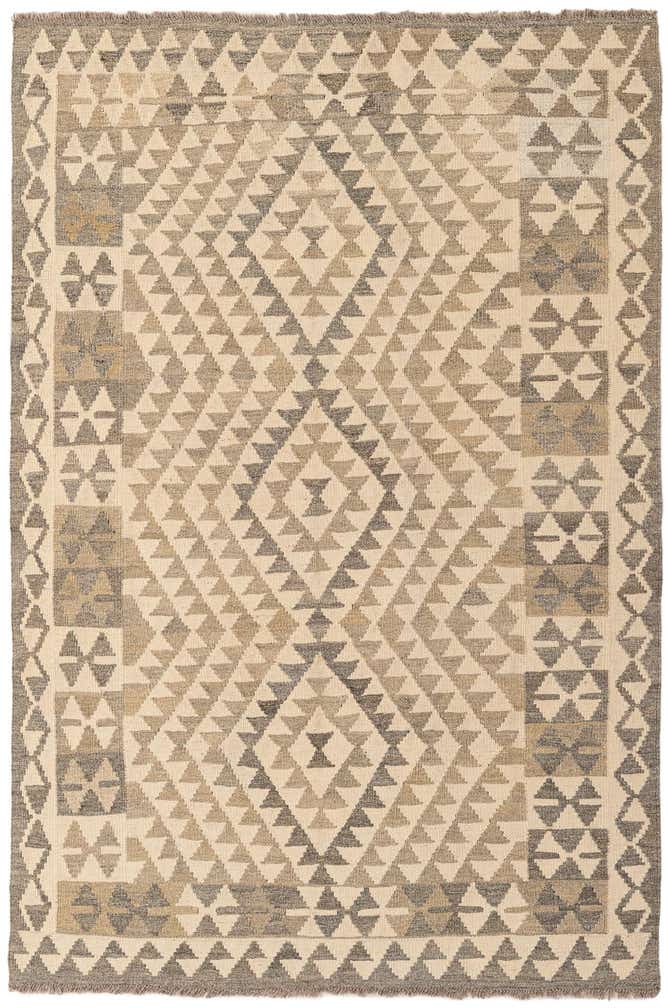 4' x 5' 11 Hand Woven Kilim Maymana Wool Rug