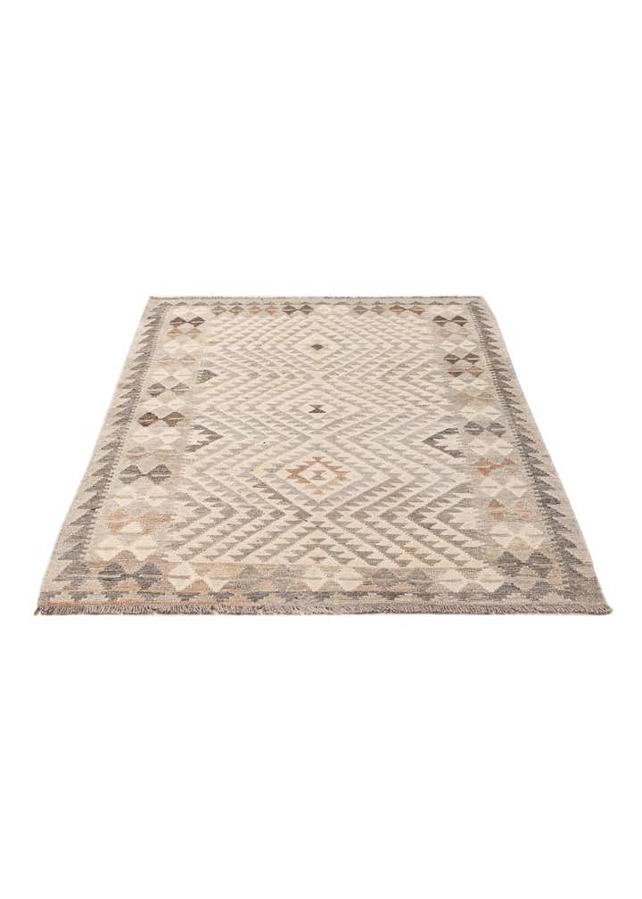 3' 11 x 6' Hand Woven Kilim Maymana Wool Rug