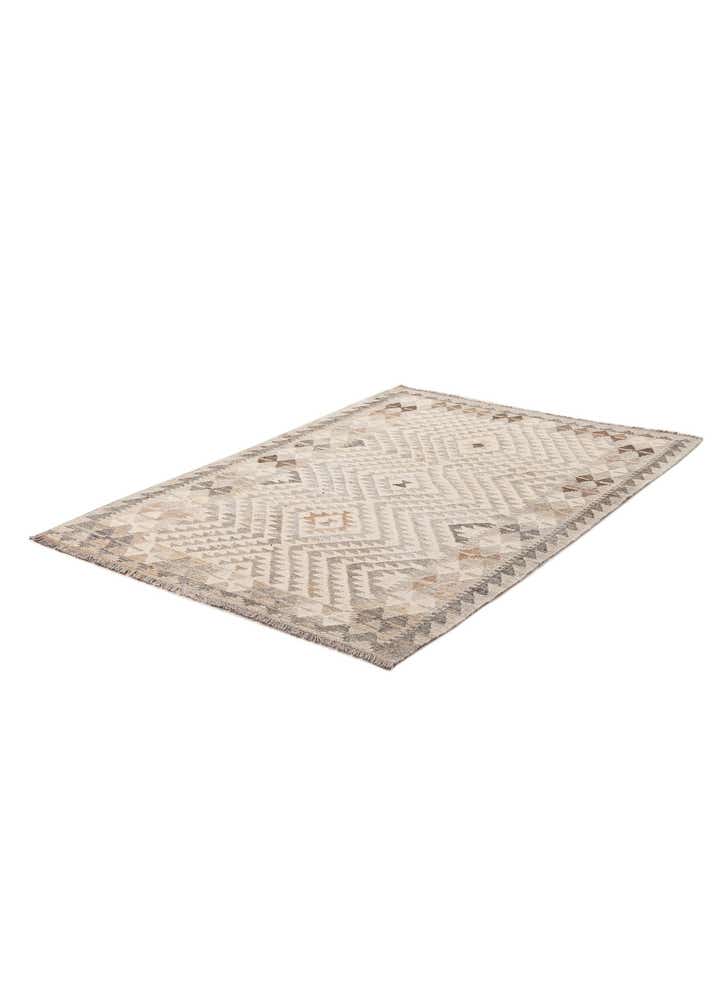 3' 11 x 6' Hand Woven Kilim Maymana Wool Rug