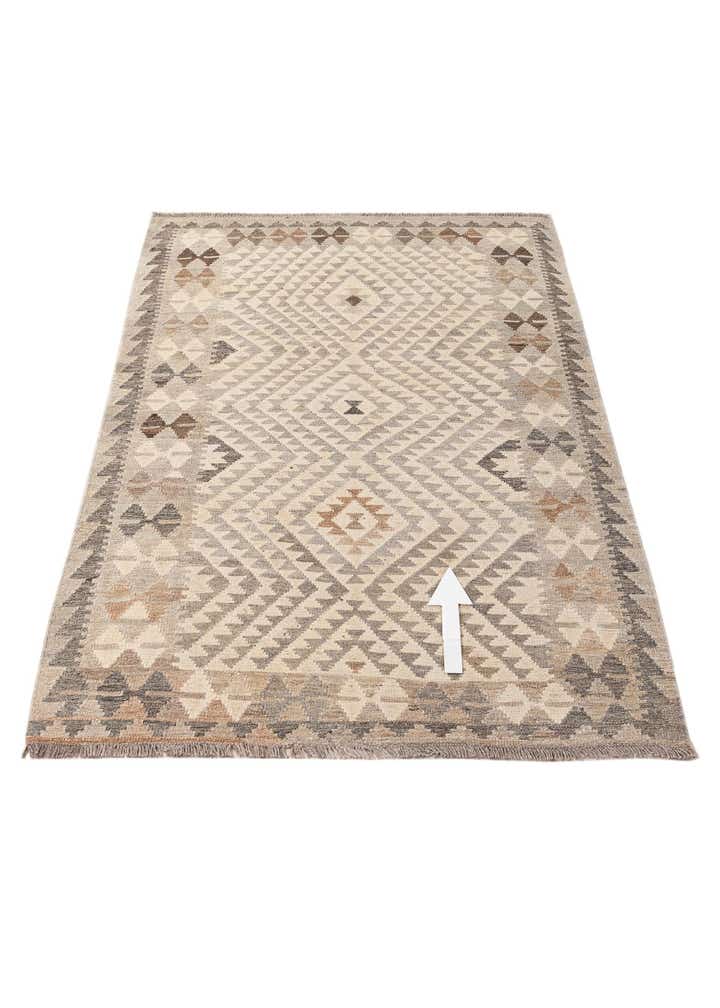 3' 11 x 6' Hand Woven Kilim Maymana Wool Rug