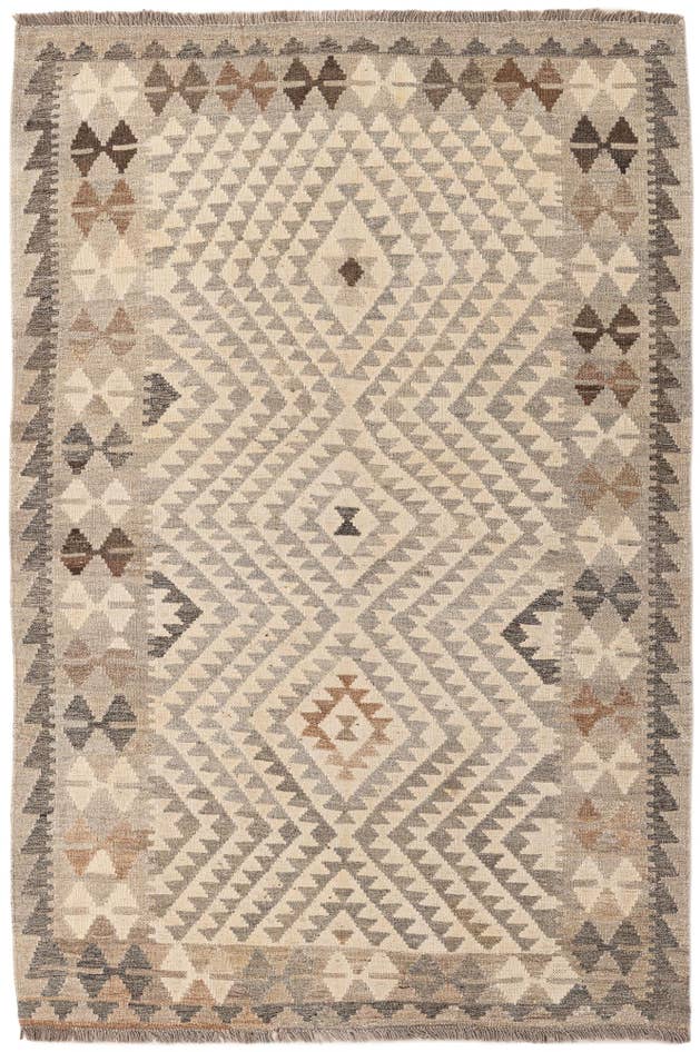 Detail image of 3' 11 x 6' Hand Woven Kilim Maymana Wool Rug