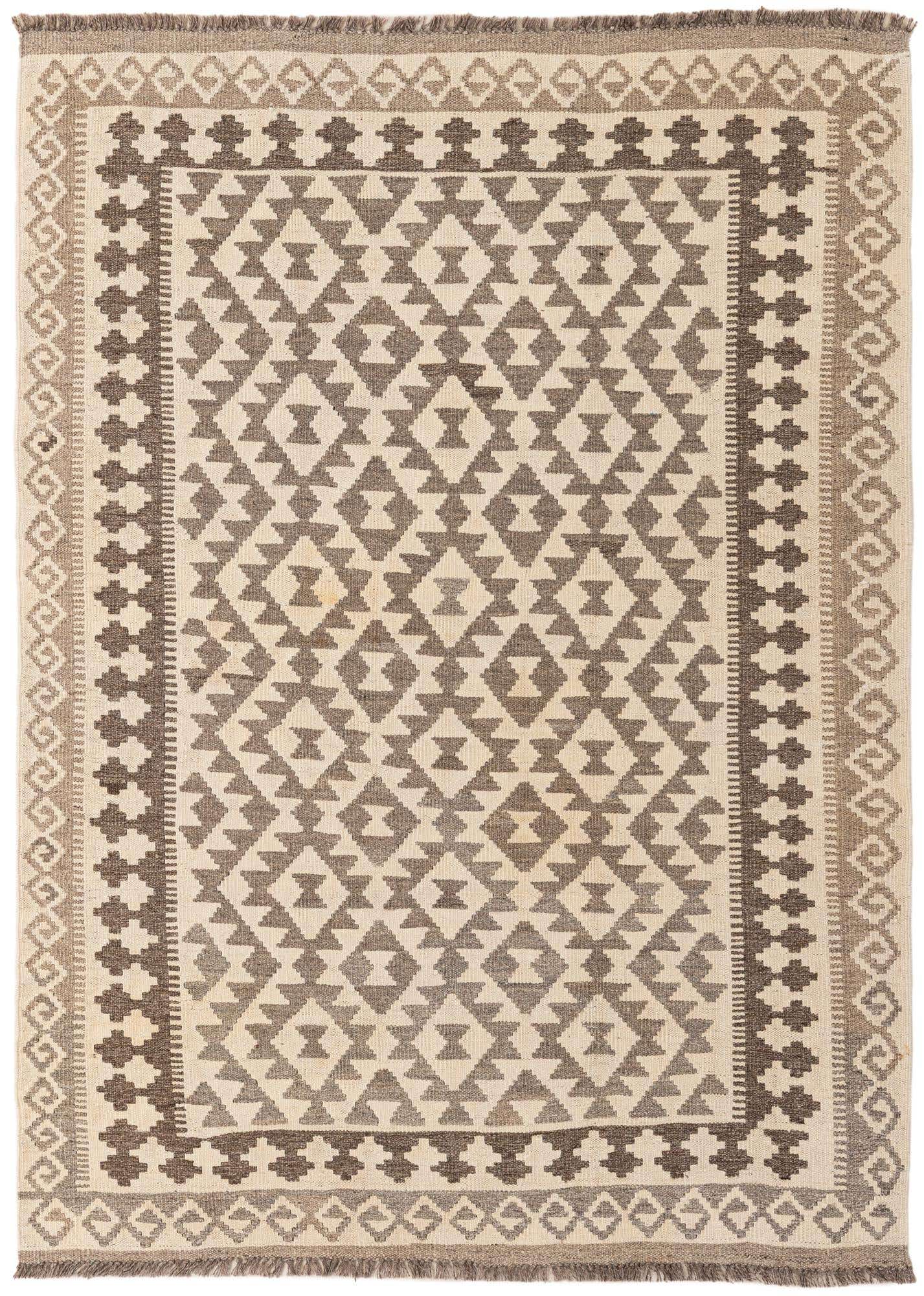 4' 1 x 5' 10 Hand Woven Kilim Maymana Wool Rug