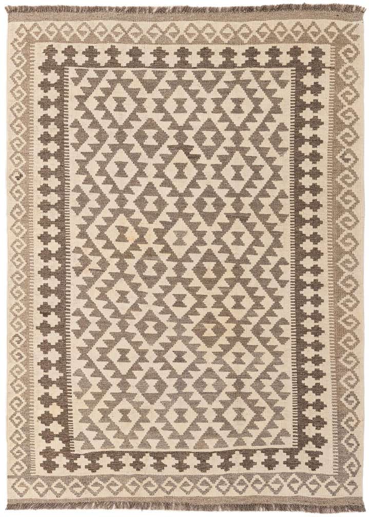 4' 1 x 5' 10 Hand Woven Kilim Maymana Wool Rug