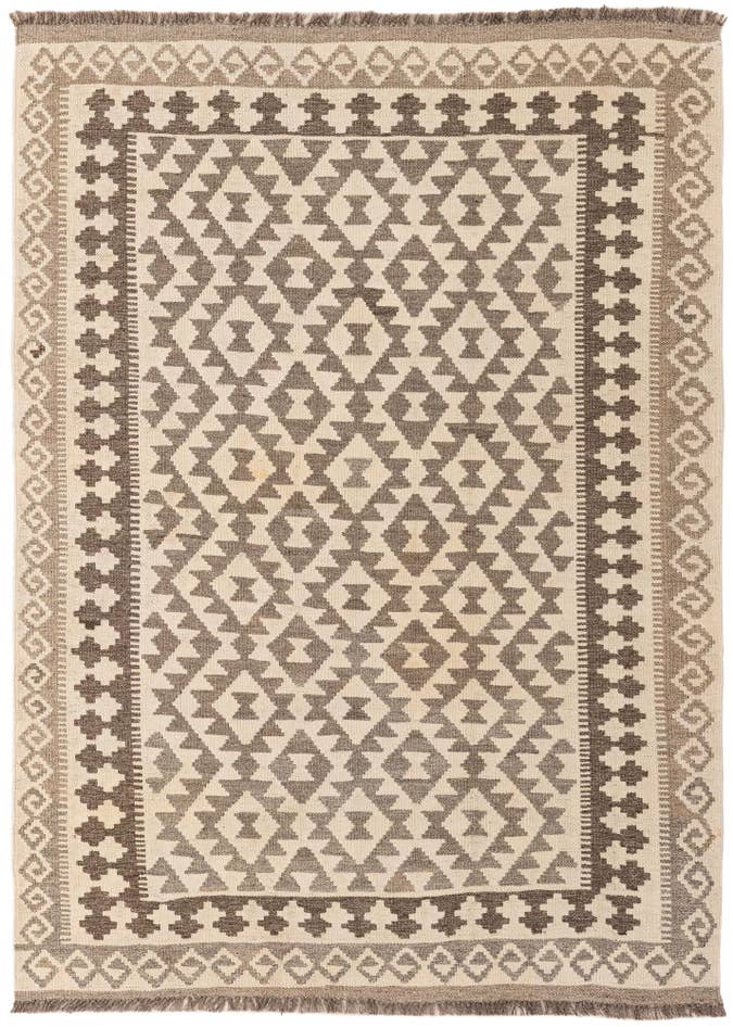 Detail image of 4' 1 x 5' 10 Hand Woven Kilim Maymana Wool Rug