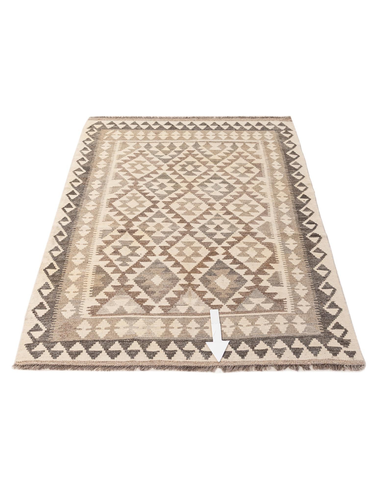 4' 1 x 5' 11 Hand Woven Kilim Maymana Wool Rug