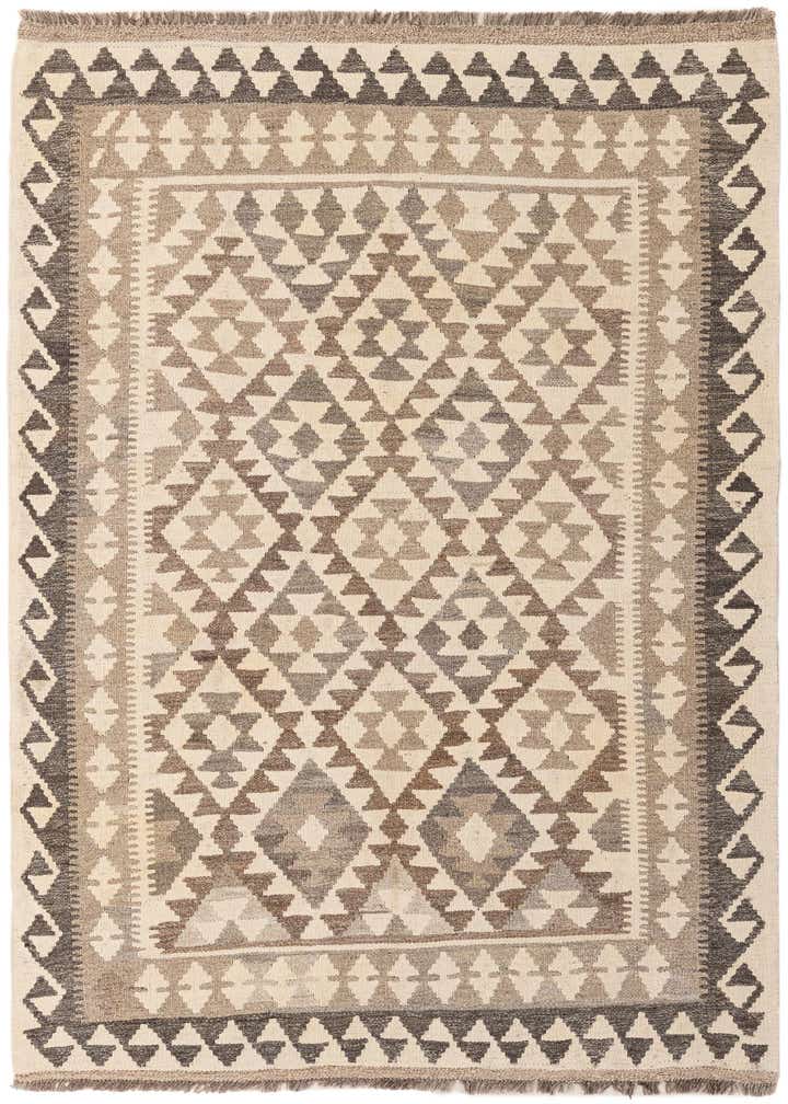 4' 1 x 5' 11 Hand Woven Kilim Maymana Wool Rug