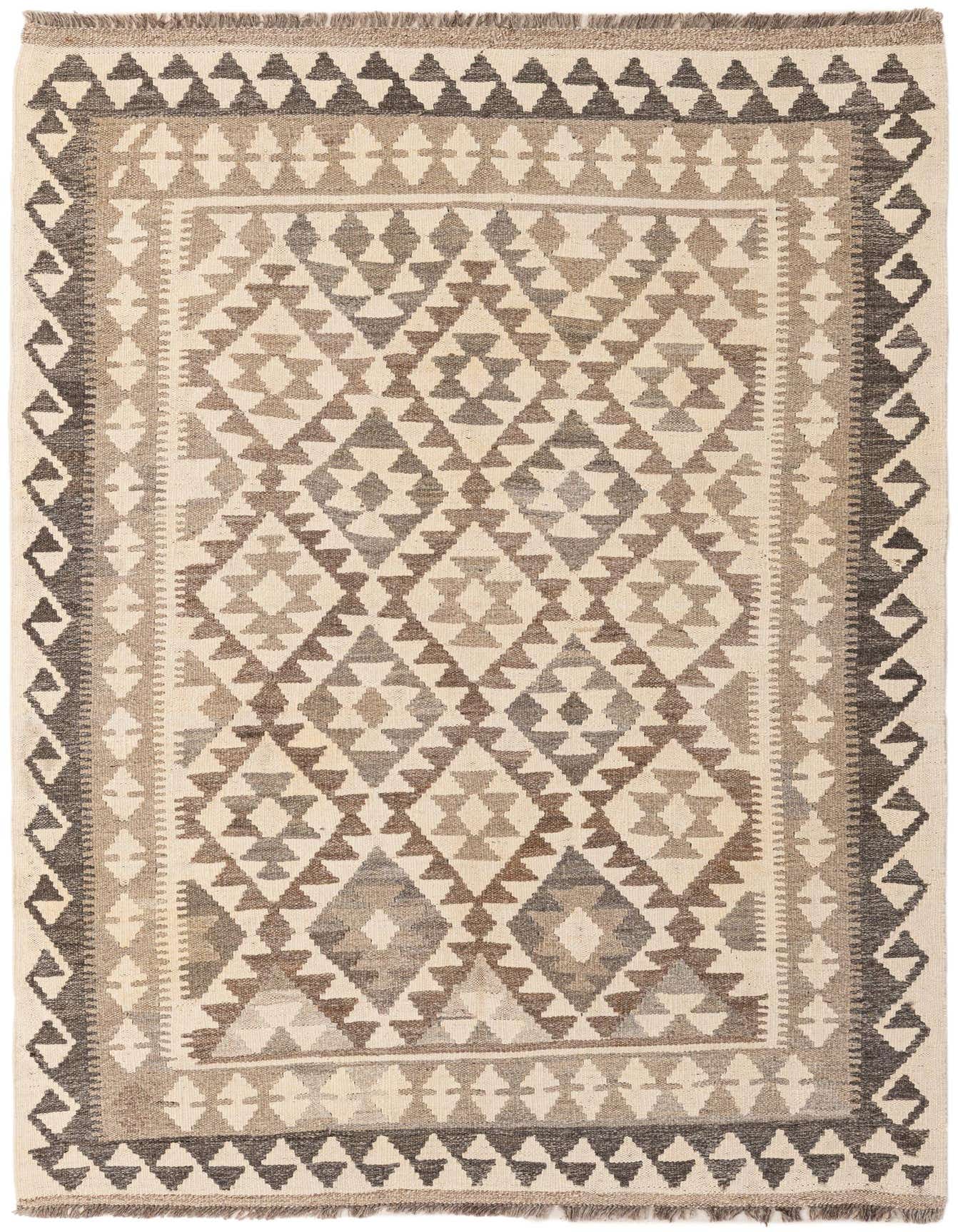 4' 1 x 5' 11 Hand Woven Kilim Maymana Wool Rug
