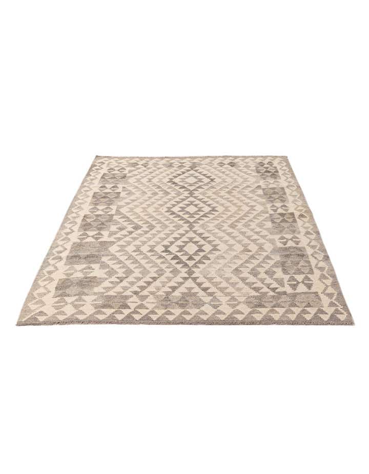 4' 1 x 5' 10 Hand Woven Kilim Maymana Wool Rug