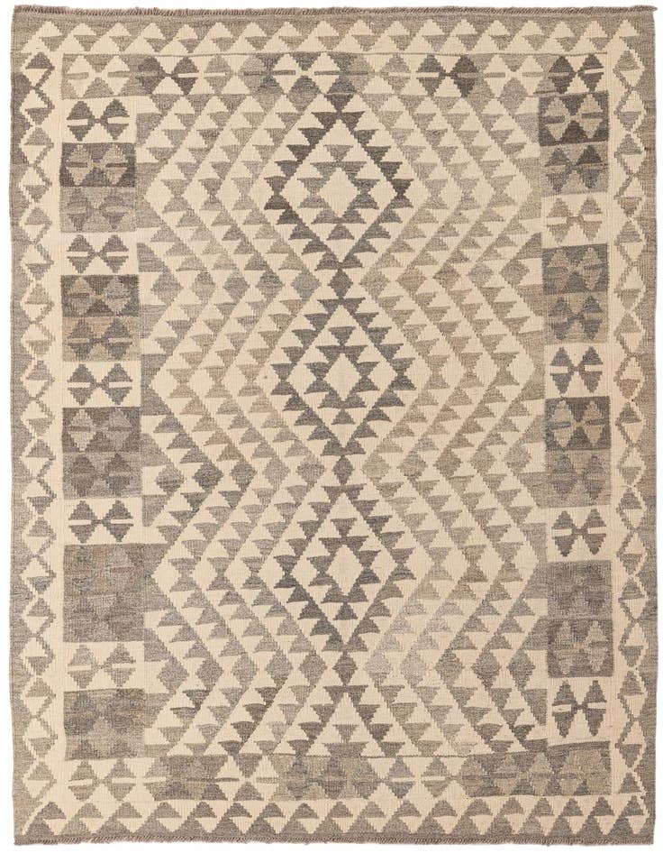 Detail image of 4' 1 x 5' 10 Hand Woven Kilim Maymana Wool Rug