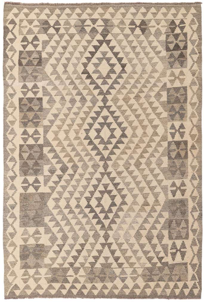 4' 1 x 5' 10 Hand Woven Kilim Maymana Wool Rug