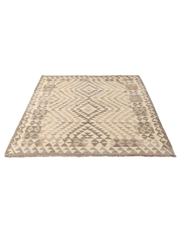 4' 1 x 5' 10 Hand Woven Kilim Maymana Wool Rug