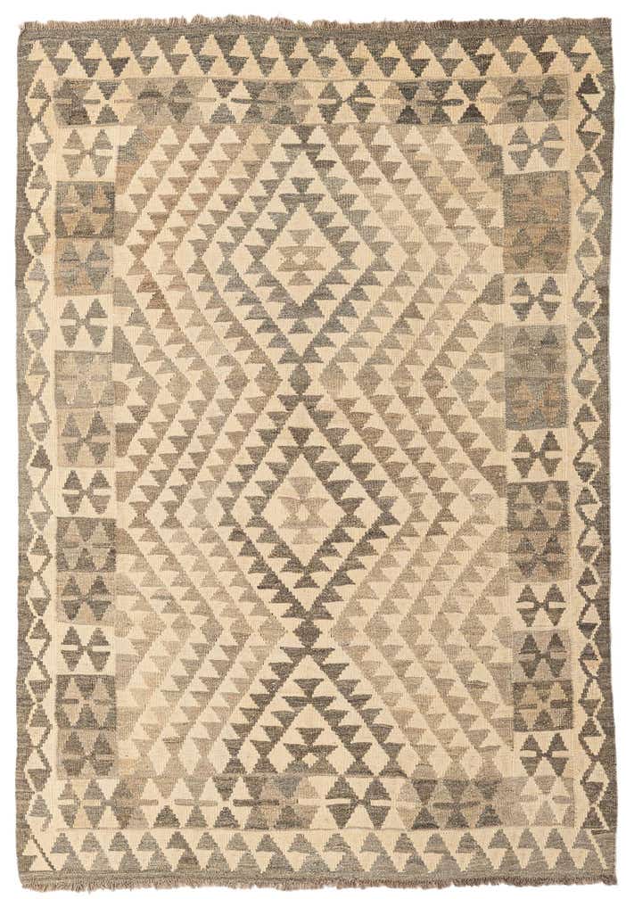 4' 1 x 5' 10 Hand Woven Kilim Maymana Wool Rug
