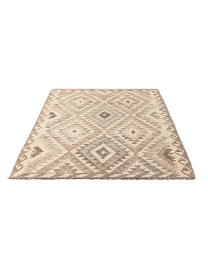 4' 3 x 5' 11 Hand Woven Kilim Maymana Wool Rug