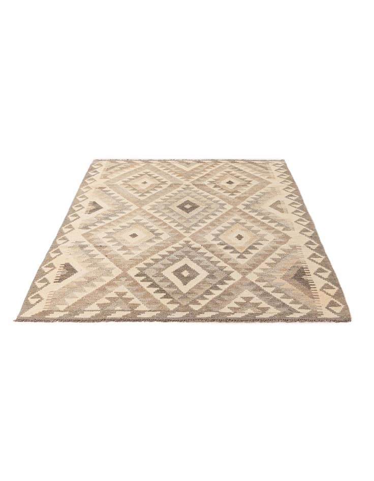 Detail image of 4' 3 x 5' 11 Hand Woven Kilim Maymana Wool Rug
