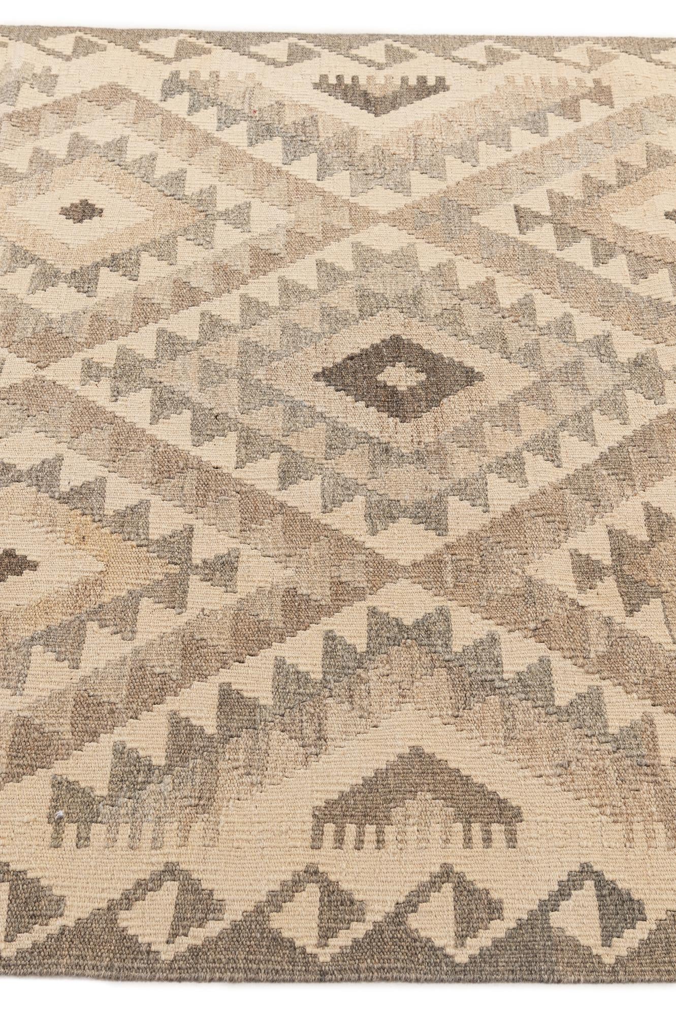 4' 3 x 5' 11 Hand Woven Kilim Maymana Wool Rug