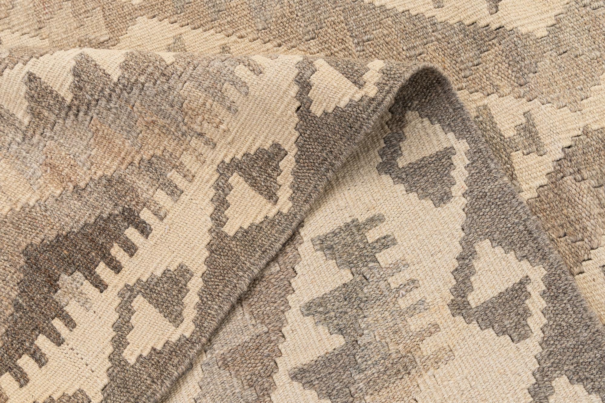 4' 3 x 5' 11 Hand Woven Kilim Maymana Wool Rug