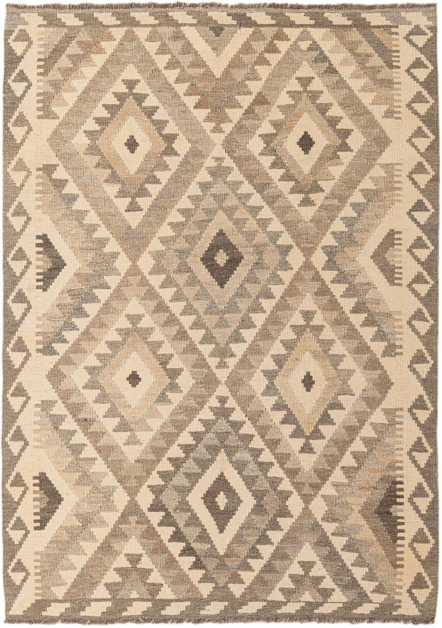 4' 3 x 5' 11 Hand Woven Kilim Maymana Wool Rug