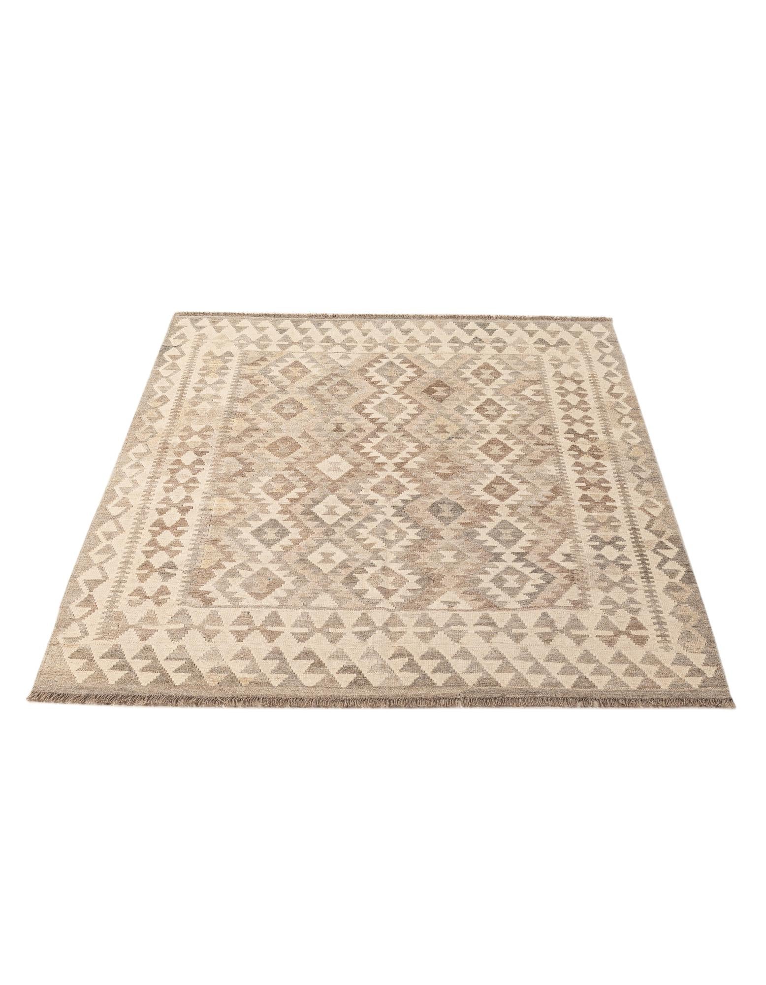 4' 11 x 6' 3 Hand Woven Kilim Maymana Wool Rug