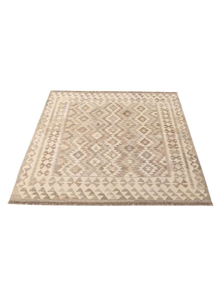 4' 11 x 6' 3 Hand Woven Kilim Maymana Wool Rug