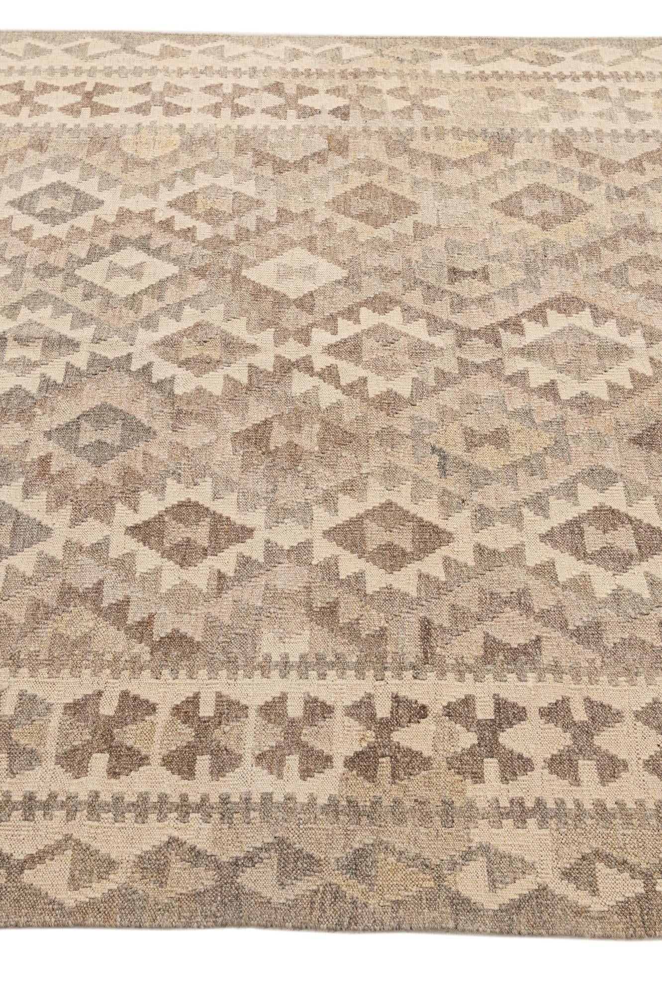 4' 11 x 6' 3 Hand Woven Kilim Maymana Wool Rug