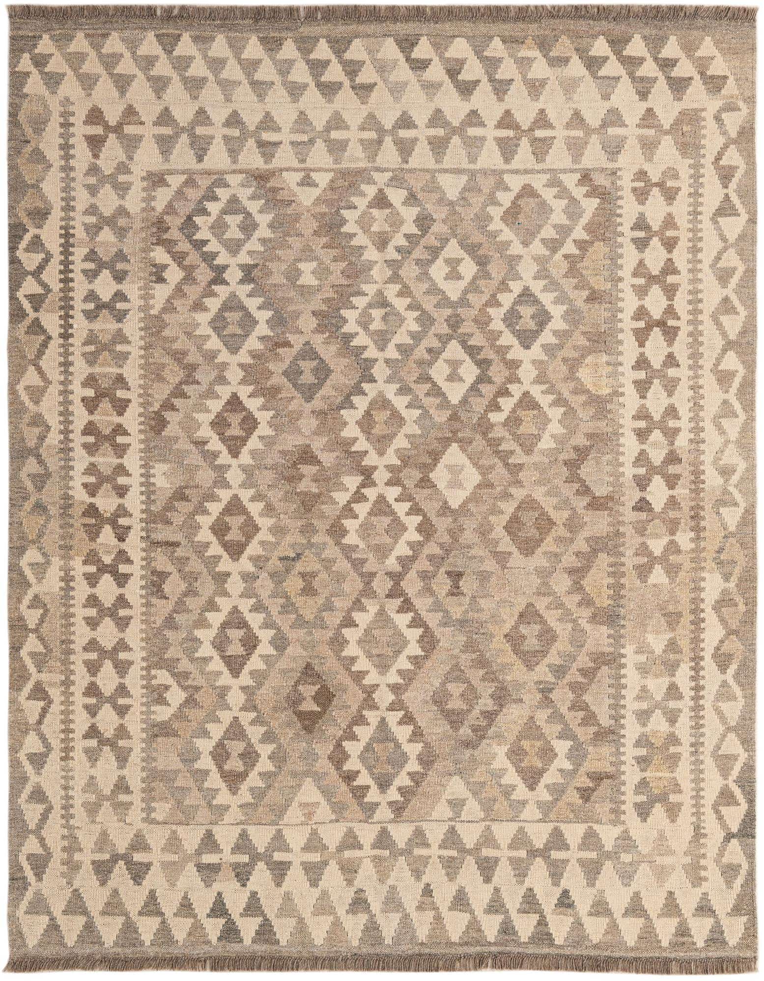 4' 11 x 6' 3 Hand Woven Kilim Maymana Wool Rug