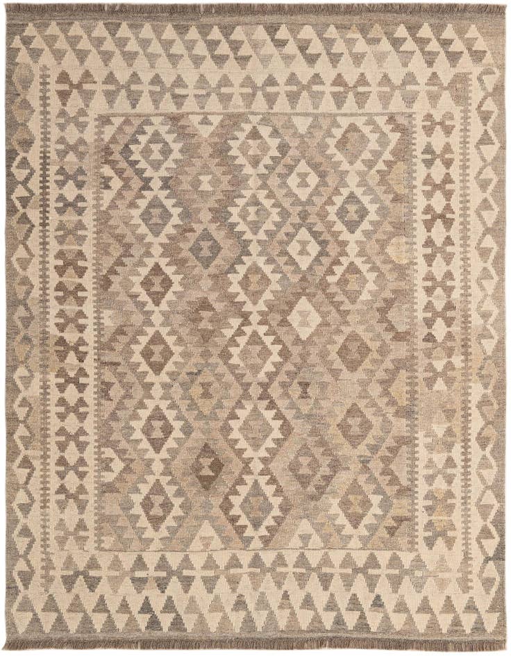 Detail image of 4' 11 x 6' 3 Hand Woven Kilim Maymana Wool Rug