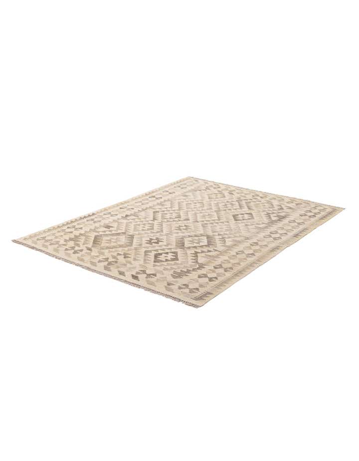 4' x 6' 7 Hand Woven Kilim Maymana Wool Rug