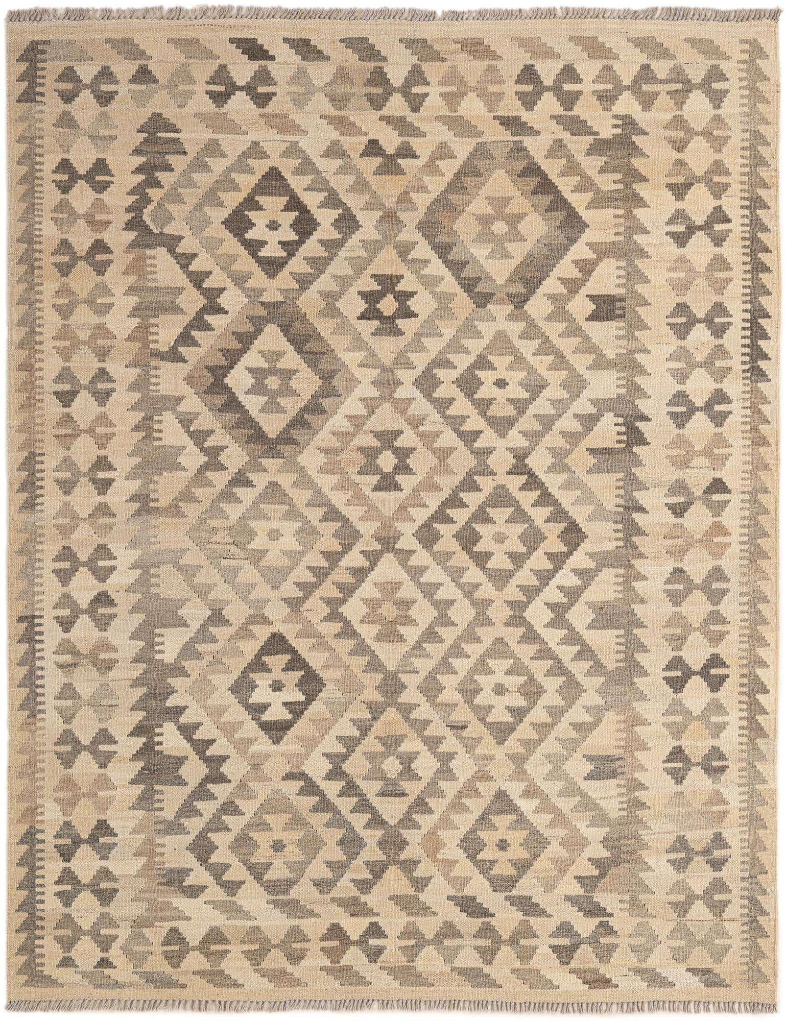 4' x 6' 7 Hand Woven Kilim Maymana Wool Rug