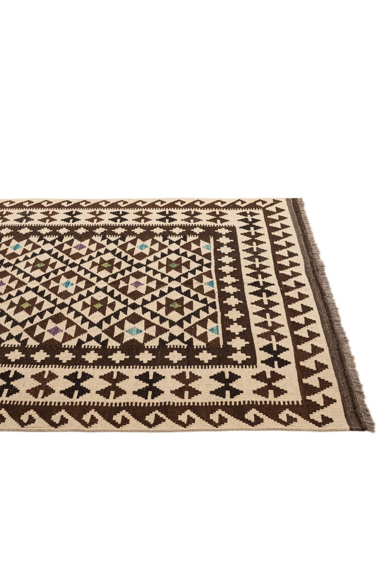 4' 10 x 6' 7 Hand Woven Kilim Maymana Wool Rug