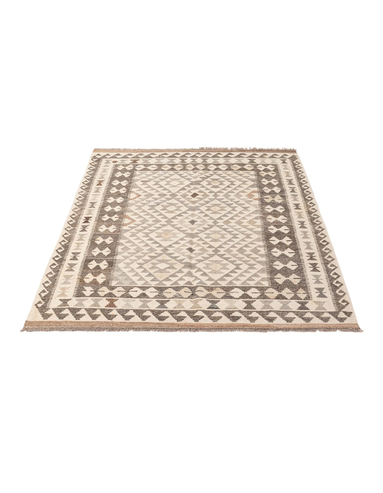 5' x 6' 7 Hand Woven Kilim Maymana Wool Rug