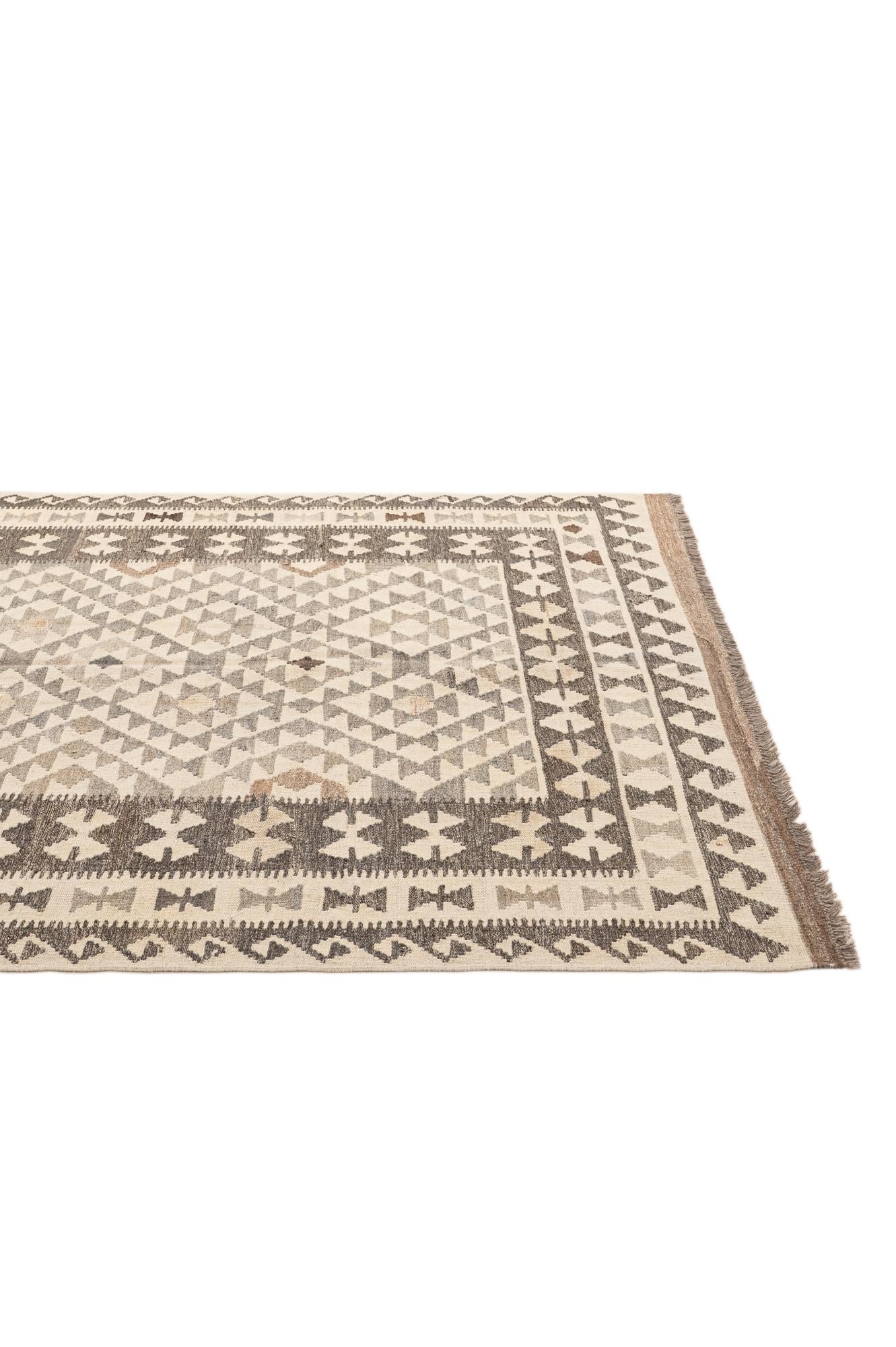 5' x 6' 7 Hand Woven Kilim Maymana Wool Rug
