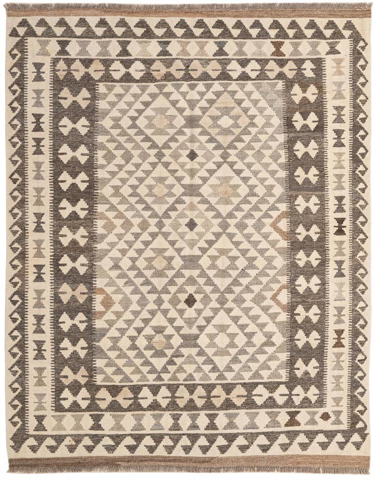 Detail image of 5' x 6' 7 Hand Woven Kilim Maymana Wool Rug