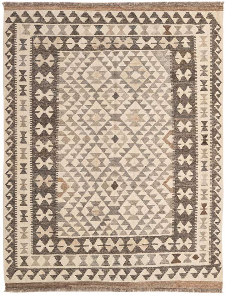 5' x 6' 7 Hand Woven Kilim Maymana Wool Rug