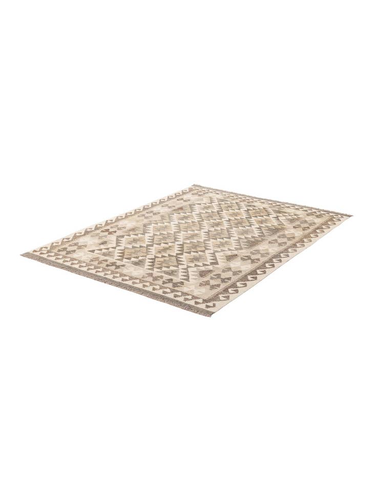 Detail image of 4' 10 x 6' 7 Hand Woven Kilim Maymana Wool Rug