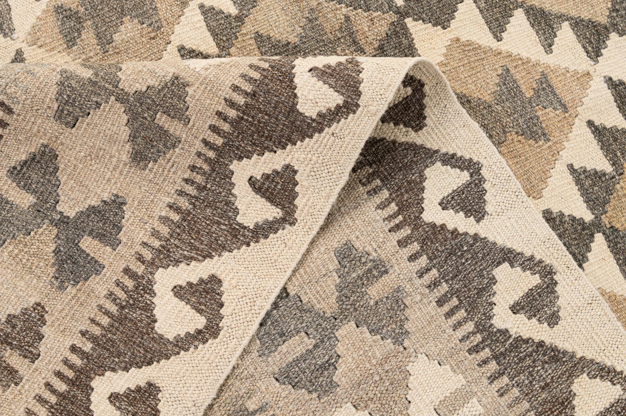 4' 10 x 6' 7 Hand Woven Kilim Maymana Wool Rug