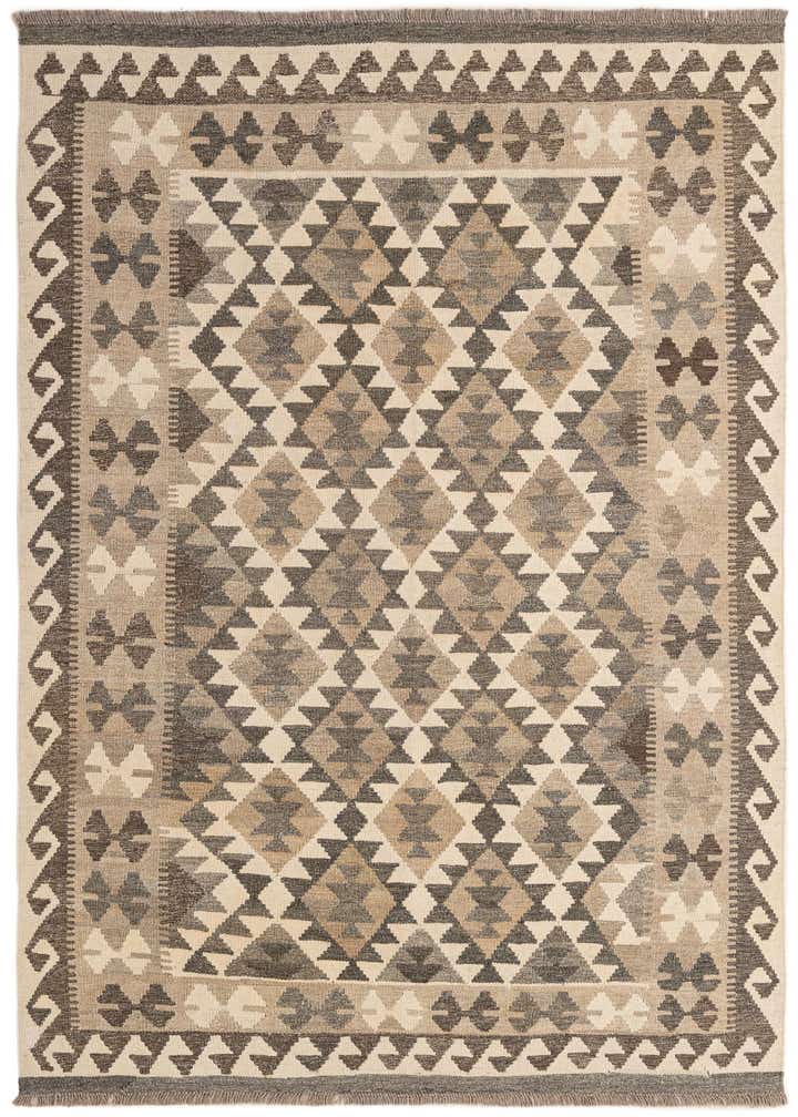 4' 10 x 6' 7 Hand Woven Kilim Maymana Wool Rug