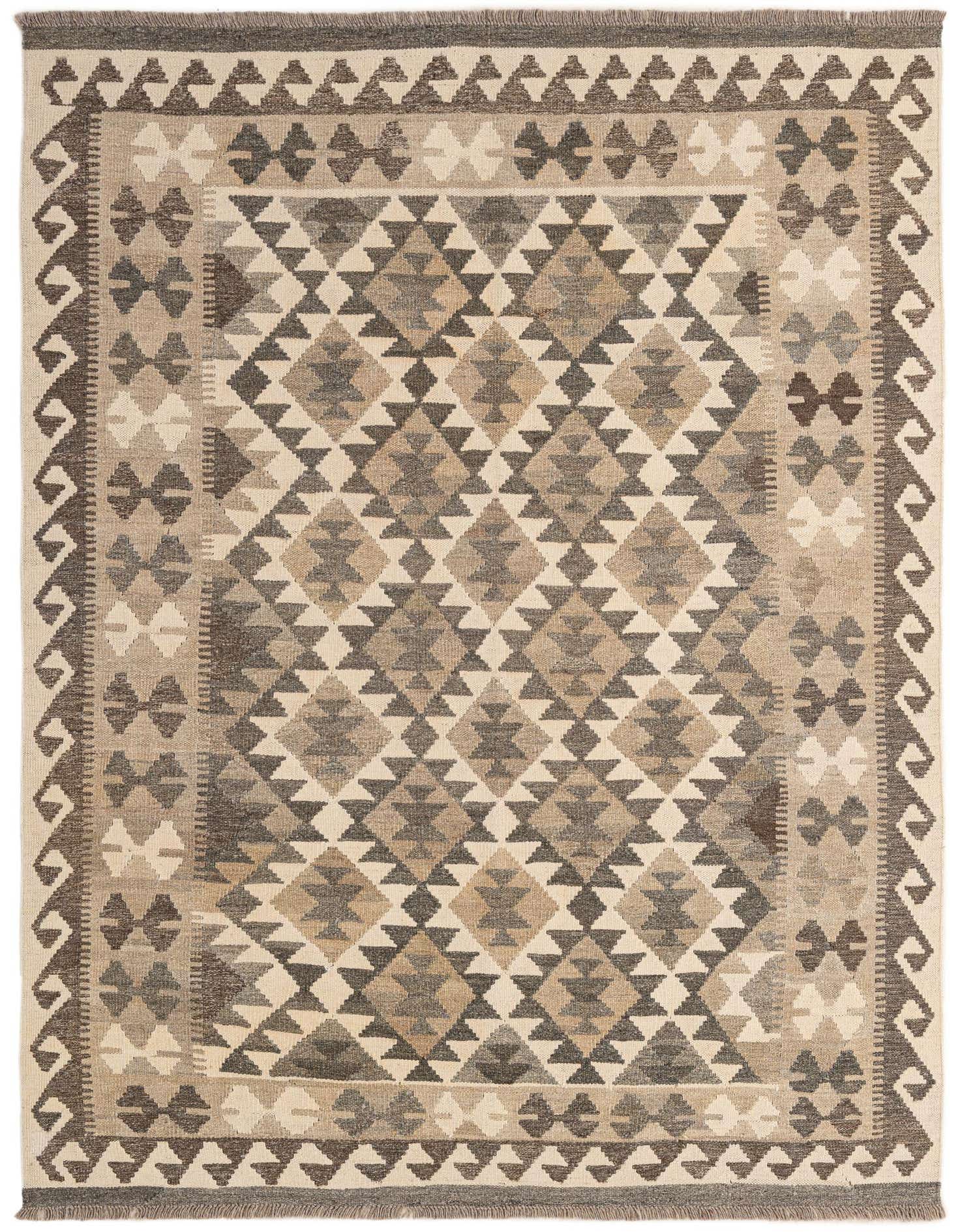 4' 10 x 6' 7 Hand Woven Kilim Maymana Wool Rug