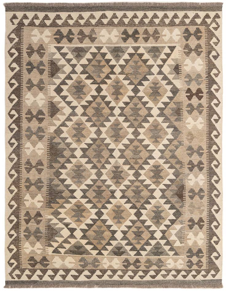 Detail image of 4' 10 x 6' 7 Hand Woven Kilim Maymana Wool Rug