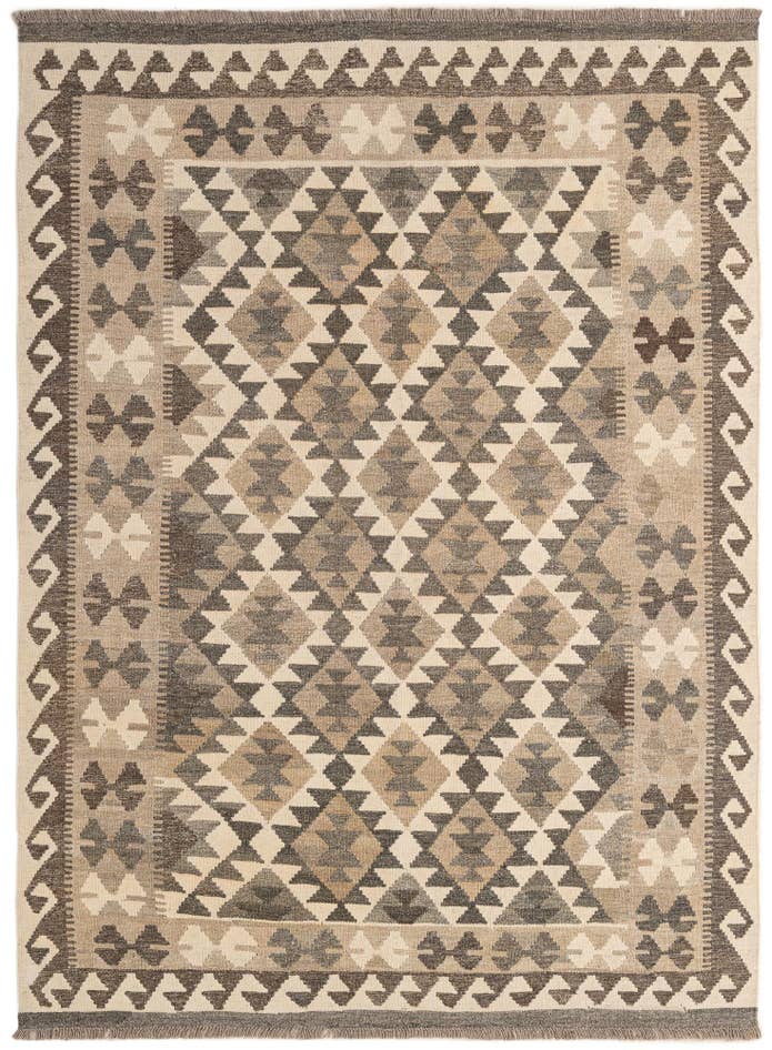 Detail image of 4' 10 x 6' 7 Hand Woven Kilim Maymana Wool Rug