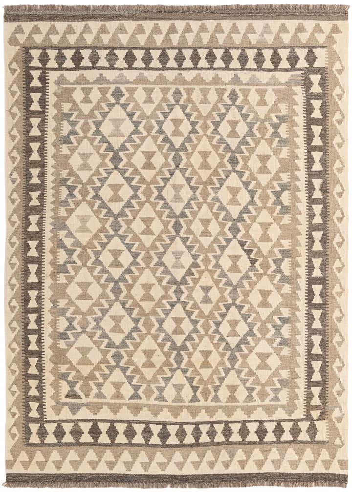 5' x 6' 9 Hand Knotted Kilim Maymana Wool Rug