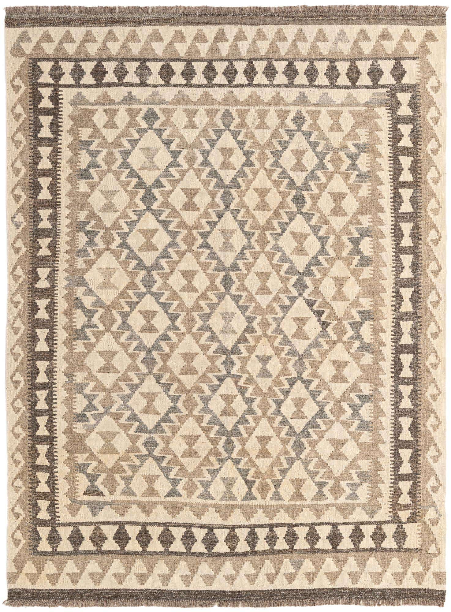 5' x 6' 9 Hand Knotted Kilim Maymana Wool Rug